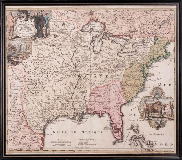 North America, East Coast. Johann Baptiste Homann (1664-1724) Amplissimae Regionis Mississipi seu Provinciae Ludovicianae a R.P. Ludovi