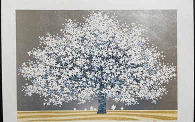 Original woodblock print, hand-signed and numbered 103/200 by the artist - Paper - Hajime Namiki 並木一 (b 1947) - Magnolia 2 - Japan - 2018