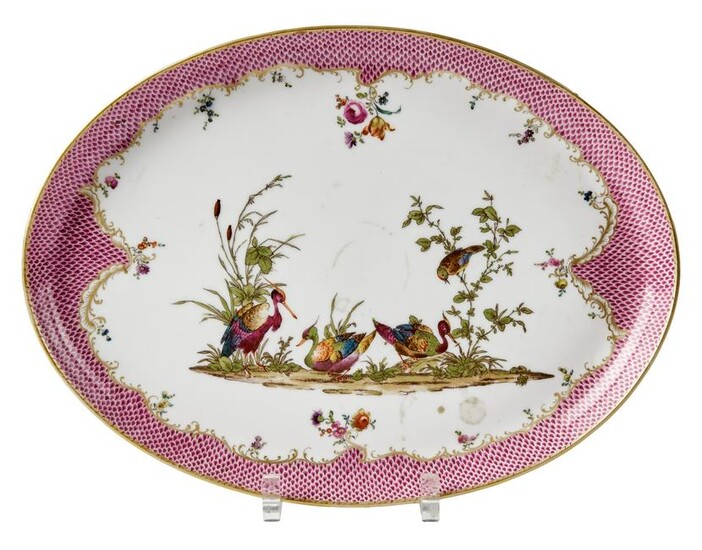 Ovale Platte mit Vogeldekor, Fulda, 1781-89
