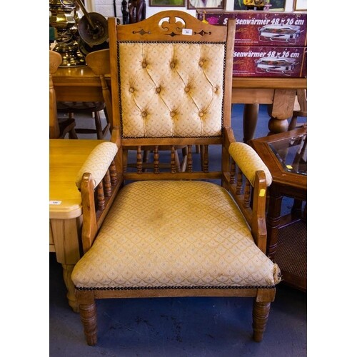 PAIR OF EDWARDIAN BUTTON BACK ARMCHAIRS
