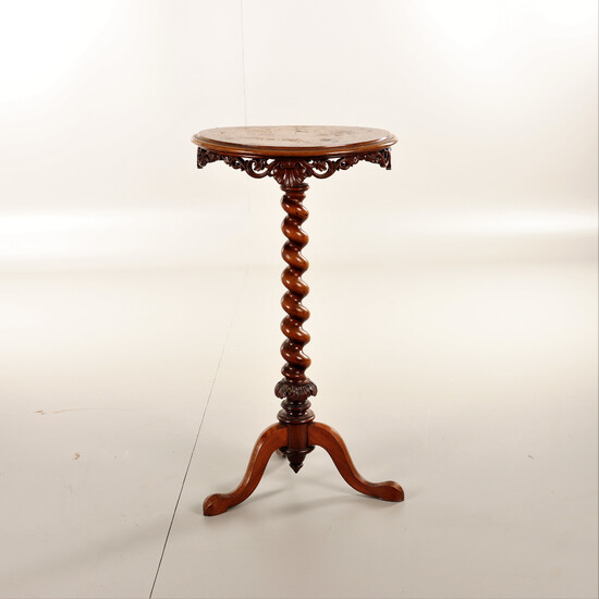 PILLAR TABLE with marquetry, 19th century.