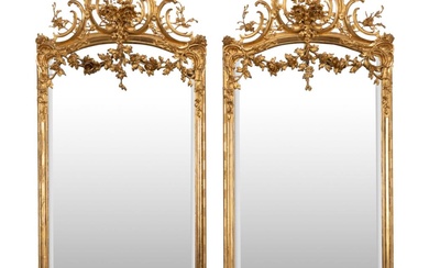 PR FRENCH OVERSIZED ROCOCO STYLE GILTWOOD MIRRORS