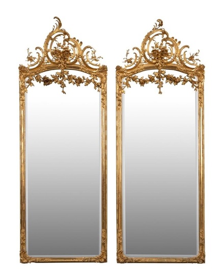 PR FRENCH OVERSIZED ROCOCO STYLE GILTWOOD MIRRORS