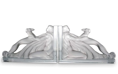 Pair Art Deco Style Glass Bookends