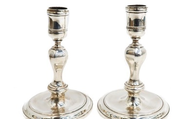 Pair Tiffany & Co. Makers John C. Moore II Sterling Silver Candlesticks #18444, 1913