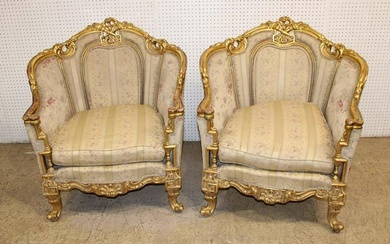 Pair of French style gold gilt frame parlor chairs