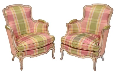Pair of Louis XV Style Painted Bergeres