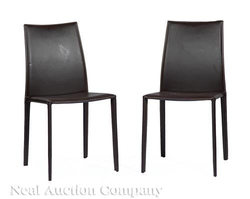 Pair of Modern Leather Side Chairs