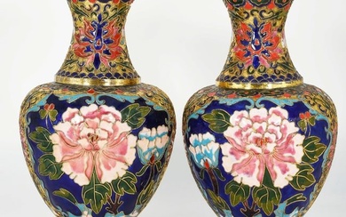 Pair of Vintage Chinese Gilded Cloisonne Vases.