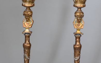 Pair of torches - Bronze (gilt) - 19th century