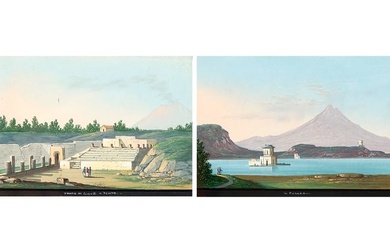 Pair of view miniatures, "Il Fusaro" and "Tempio di Giove a Pompei"