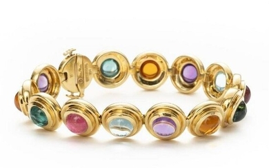 Paloma Picasso bracelet for Tiffany and Co. authentic and signed Gold and Multi-Gem Bracelet