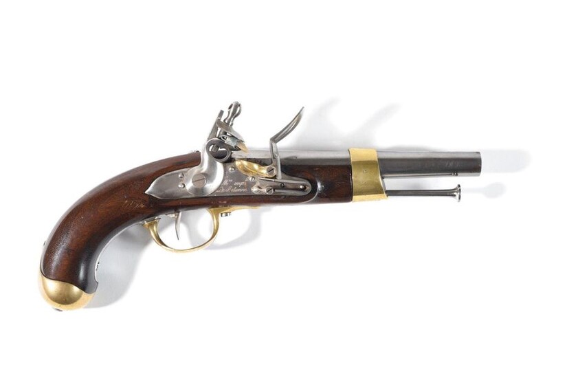 Flintlock pommel gun model AN XIII. Round barrel with sides...