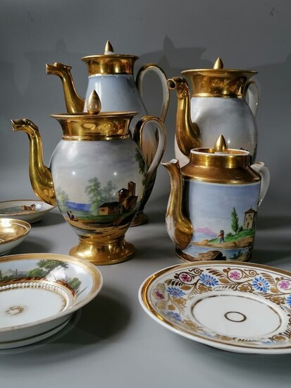 Porcelaine de Paris - Vase, Plate (8) - Porcelain