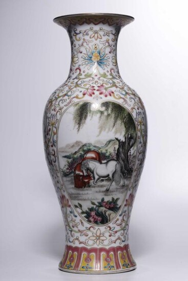 Qing Chinese Enamel Famille Rose Porcelain Vase,Ma
