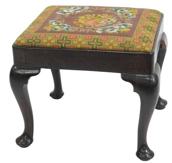 Queen Anne Walnut Footstool having rectangle top with