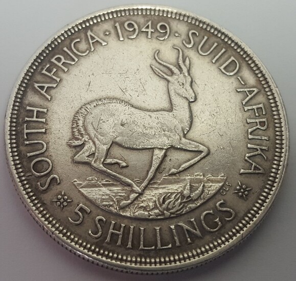 RARE COIN, 5 SHILLINGS SOUTH AFRICA 1949.