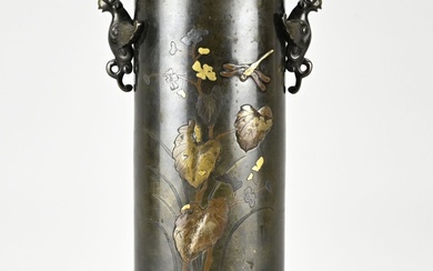 Rare Japanese bronze meiji vase, H 32.3 cm.
