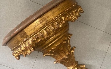 Rare console in gilt carving and marble top - Baroque - Gilt, Marble, Plaster, Wood - Early 20th century
