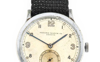 Record: A Chrome Plated Wristwatch, signed Record Watch Co, Geneve,...