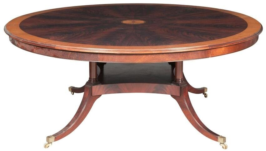 Regency Style Inlaid Mahogany Circular Dining Table
