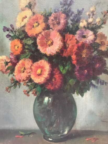 Rene Caty (20e eeuw) - Flower stilllife