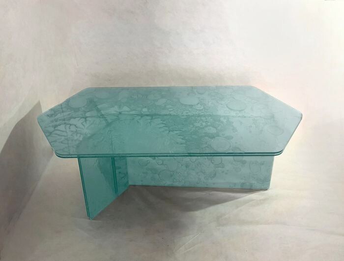 Roberto Giacomucci - Coffee table - sketch tavolo esagono allungato verde chiaro