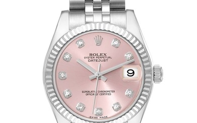 Rolex Datejust Midsize Steel White Gold Pink Diamond Dial Ladies Watch 178274