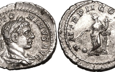 Roman Empire Elagabalus AD 219 AR Denarius Near Extremely Fine