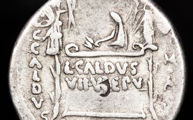 Roman Republic - Denarius - C. Coelius Caldus, minted in Rome in 51 B.C. - Table inscribed in reverse. RARE - Silver