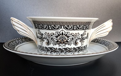 Rosenthal - Versace - Soup bowl - Suppentasse 2tlg. 0,28L Marqueterie Ikarus 1999 Flügel handgemacht - Porcelain