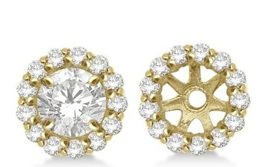Round Diamond Earring Jackets for 5mm Studs 14K Yellow Gold 0.50ctw