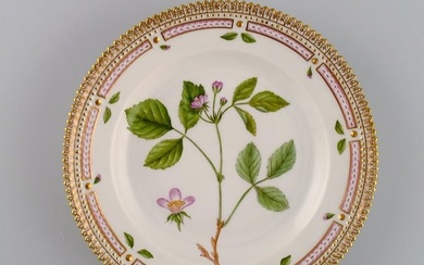 Royal Copenhagen Flora Danica salad plate in hand-painted porcelain with flowers and gold