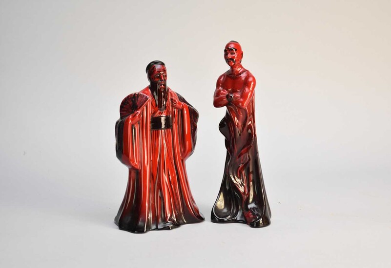 Royal Doulton flambe figures of 'Genie' HN2999 and 'Confucius' HN3314