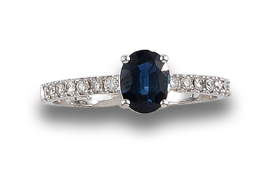 SAPPHIRE AND DIAMONDS RING, WHITE GOLD