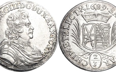 Sachsen-Kurlinie ab 1547 (Albertiner)Johann Georg III. 1680-1691 2/3 Taler 1689,...