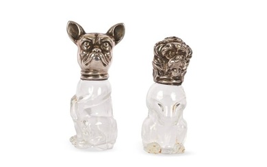 Salt and pepper shakers in the shape of dog heads
