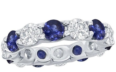 Sapphire and Diamond Eternity Platinum Ring