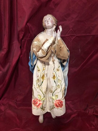 Sculpture, Immaculate Madonna - Terracotta, Wood - First half 19th century