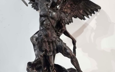 Sculpture, Scultura San Michele Arcangelo in bronzo - 72 cm - Bronze