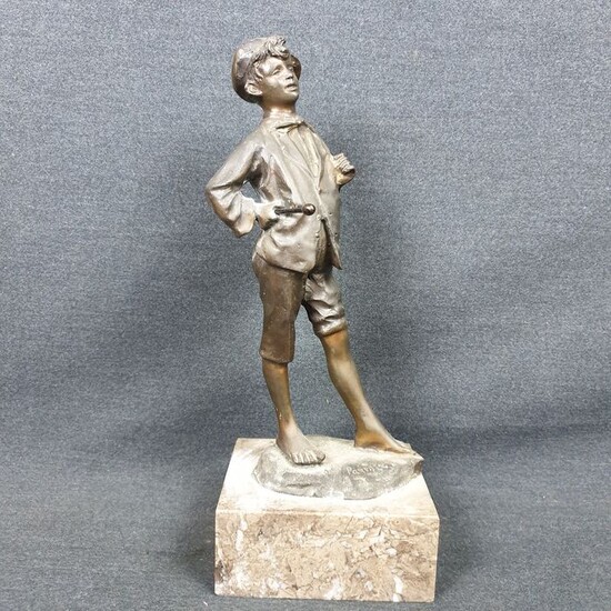Sculpture, boy "Ga Ga" - Bronze - Second half 20th century
