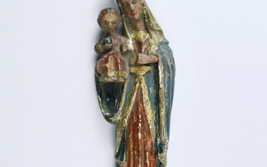 Sculpture en bois - bois, "Madonna avec l'enfant Jésus", sculpture sur console murale, polychrome et...