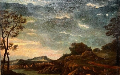 Scuola Romana - Paesaggio Fluviale del 18 secolo