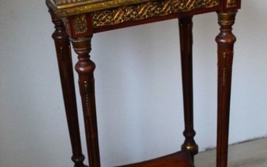 Side table - Louis XVI Style - Brass, Bronze (patinated), Mahogany, Marble - 19th century