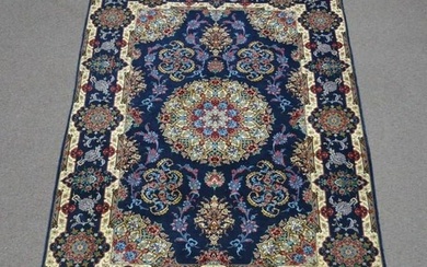 Signed Isfahan Authentic Persian Hand Knotted Wool Silk