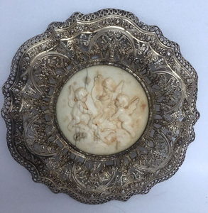 Silver and Ivory Saucer - .800 silver - Italy - Late 19th century