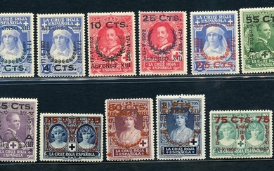 Spain 1927 - Jubilee of Alfonso XIII - overprinted with new value - Unificato NN. 313/327 - PA 27/30 - 328