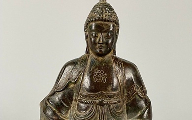 Statuette de bouddha en bronze, assis en... - Lot 99 - Audap & Associés