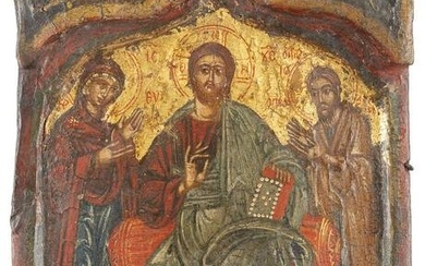 THE CENTRAL PANEL OF A TRIPTYCH SHOWING THE DEISIS Greek, 1
