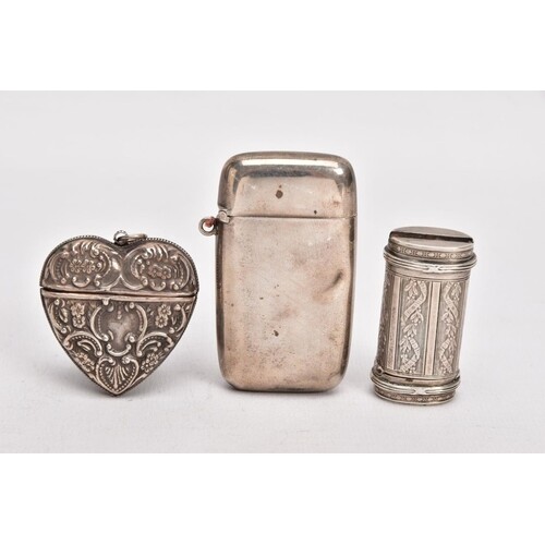 THREE CONTINENTAL VESTA CASES, the first of heart shape, the...
